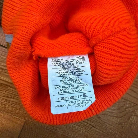 Carhartt Beanies in Hunter Orange & Brown - Picture 3 of 4